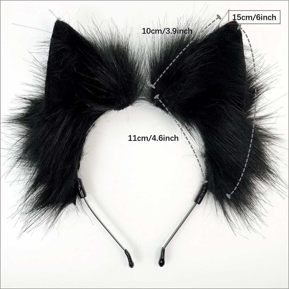 1950 Cat Fox Wolf Ears Headband，Furry Ears Wolf Ears Cosplay Costume - Picture 3 of 8